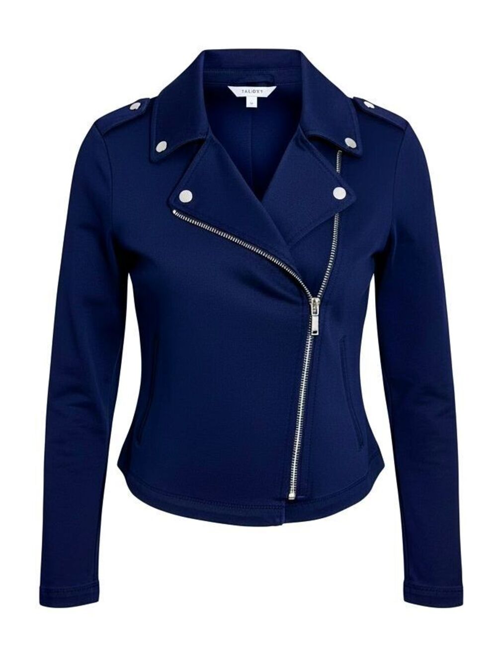WHITE HOUSE BLACK MARKET Womens (6) Navy Blue Cotton Stretch Zip-Up Moto Jacket